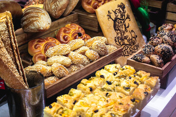 Bounty of breads served at a buffet