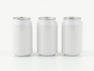 Blank white aluminum beer or soda can on white background. Empty tin drink can template