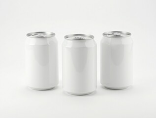 Blank white aluminum beer or soda can on white background. Empty tin drink can template