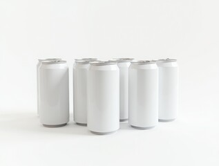 Blank white aluminum beer or soda can on white background. Empty tin drink can template