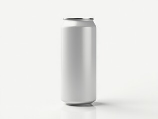 Blank white aluminum beer or soda can on white background. Empty tin drink can template