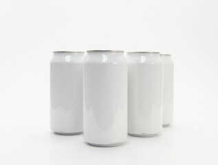 Blank white aluminum beer or soda can on white background. Empty tin drink can template