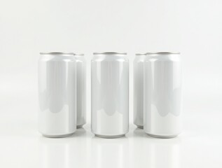 Blank white aluminum beer or soda can on white background. Empty tin drink can template