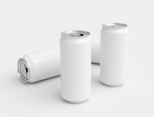 Blank white aluminum beer or soda can on white background. Empty tin drink can template
