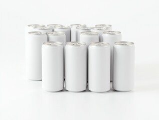 Blank white aluminum beer or soda can on white background. Empty tin drink can template