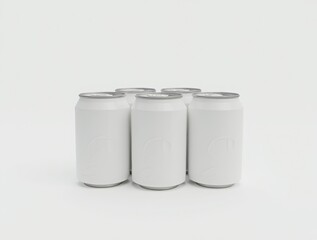 Blank white aluminum beer or soda can on white background. Empty tin drink can template