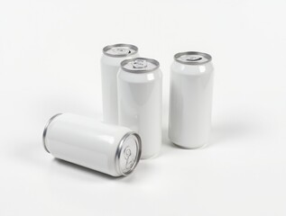 Blank white aluminum beer or soda can on white background. Empty tin drink can template