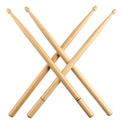 Four wooden sticks for percussion instruments are crossed against a black background