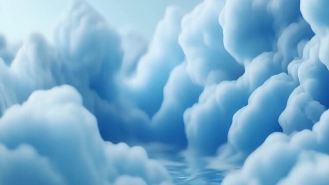 Soft Blue Cloudscape Forming Gentle Shapes In Smooth Camera fly through