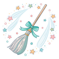 Cute Watercolor Halloween Clipart Set – Kawaii Witch Elements, Ghost, Pumpkin, Magic Potions and Cauldron