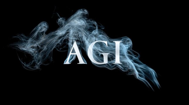 Smoke forms the letters AGI in a dark setting showcasing creative design and artistic expression