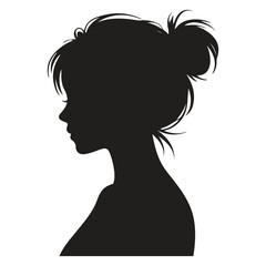 Profile silhouette of a woman with messy bun