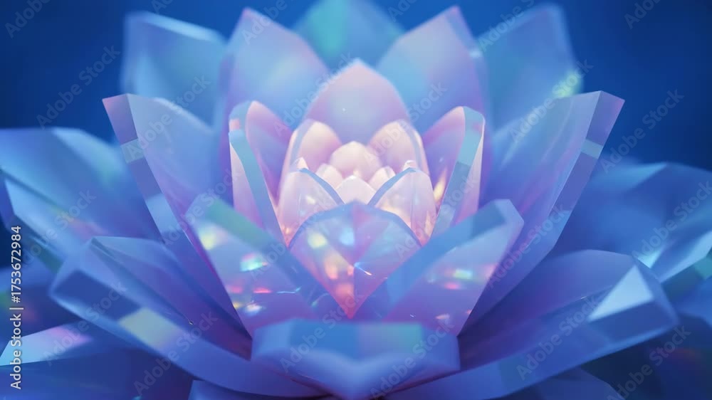 Sticker geometric crystalline flower structures pulsating in a seamlessly looping video modern, backdrop, se