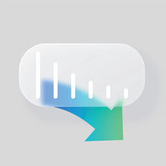 A minimalist chart in a glassmorphic style with a blue-green downward arrow.