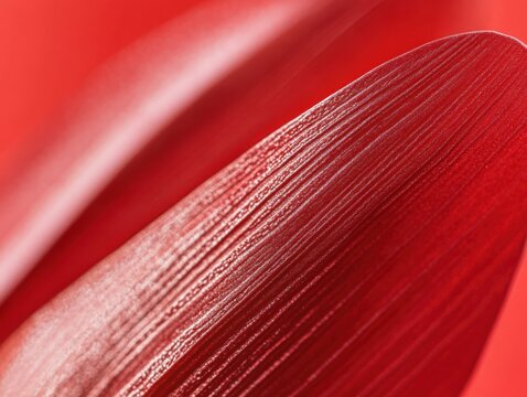 A close up of a red petal shows its detailed texture and delicate lines. - Powered by Adobe