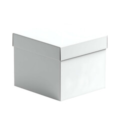Fototapeta premium A plain, white, rectangular box with a lid slightly ajar, isolated on a black background