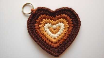crochet keychain of International Human Rights Day Heart made of diverse skin tones.