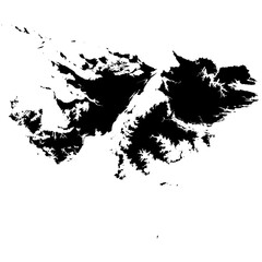 Black editable vector silhouette of the Falkland Islands.