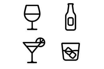 Various drink icons representing different beverages in a modern flat design style