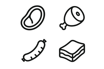 Various types of meat displayed in a simple illustration, highlighting popular cuts and products in the butchery sector