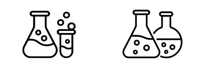 Different laboratory glassware featuring beakers and test tubes with liquid bubbles, ideal for science or chemistry discussions