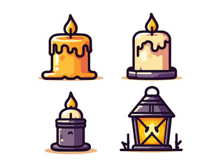 Kawaii Candle and Lantern Pack for Halloween Stickers and Posters