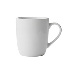 Clean white ceramic coffee mug with handle isolated on a white surface for beverage enjoyment