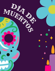 Dia de Muertos. Illustration for Day of Dead with holiday attributes.