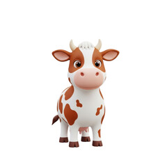 Adorable cartoon cow standing front view whimsical farm animal delightful barnyard character