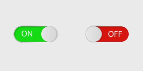 On and Off slider buttons. 3D red and green switch interface buttons on light background. Open and close UI icons. Active and inactive icon.  Toggle buttons ON/OFF. Vector illustration © tamaraluiza