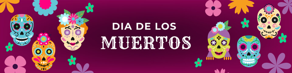Dia de Muertos. Illustration for Day of Dead with holiday attributes.