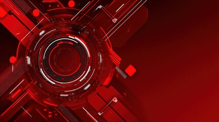 Red geometric pattern with circles and lines creating a modern abstract design