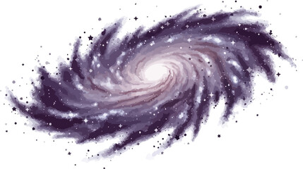 Vector art of swirling purple galaxy with stars