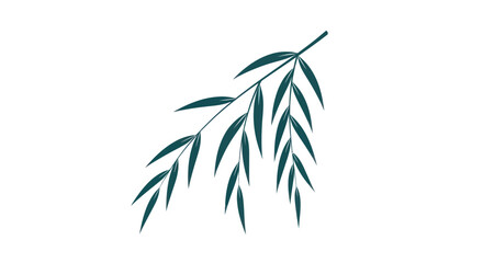 Obraz premium Simple Dark Green Leafy Branch Vector Illustration.