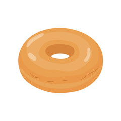  Plain donut with light brown color smooth surface and classic ring shape baked food item