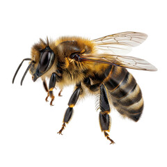 Close-up macro photograph of a honeybee showing intricate details of wings and body