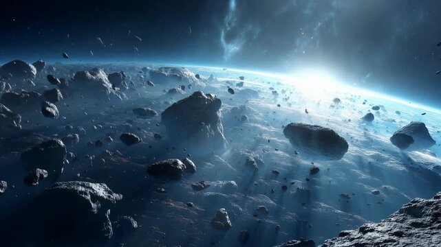 Asteroid Field Moving Forward in Deep Space