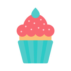 Sweet cupcake, delicious dessert with pink frosting