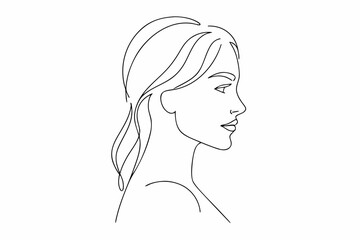 Elegant continuous line drawing of a womans profile minimalist vector art