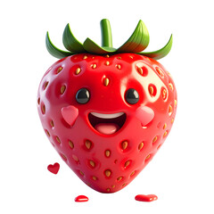 Obraz premium Adorable cartoon strawberry character with a happy face and blush.