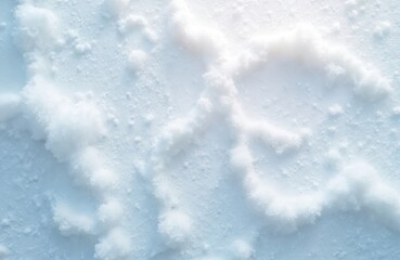 Obraz premium Close up view of fresh snow texture. White winter ground soft granular surface with small ice crystals. Cold frost pattern covers natural background. Pure clear snow layer shows fine detail in
