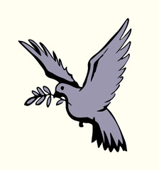 Vector drawing. Cute flying dove