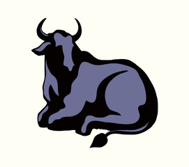 Vector drawing. Cute big cow