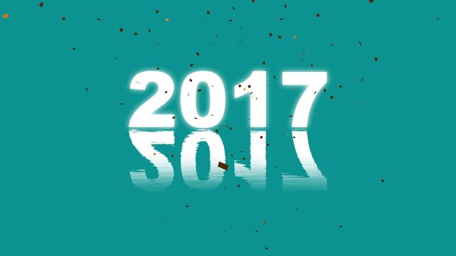 Happy new year 2017 animations with explosion of gold confetti. Happy new year decoration overlay texture template. Greetings happy new year 2017 fireworks 4k looping suitable for year-end holidays. - Powered by Adobe