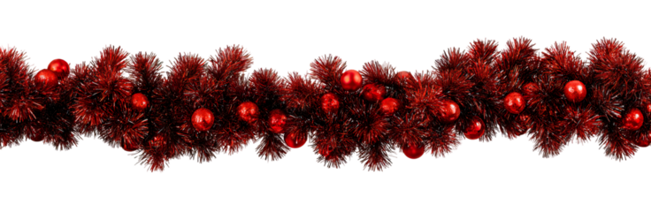 Festive red Christmas garland decoration transparent PNG cutout, isolated background