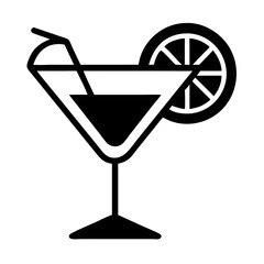 Vector art of elegant martini glass with citrus garnish, perfect for sophisticated cocktail hour