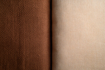 Brown and beige fabric textures with intricate weave patterns. Great for backgrounds, textile designs, or material samples. Neutral tones complement each other.
