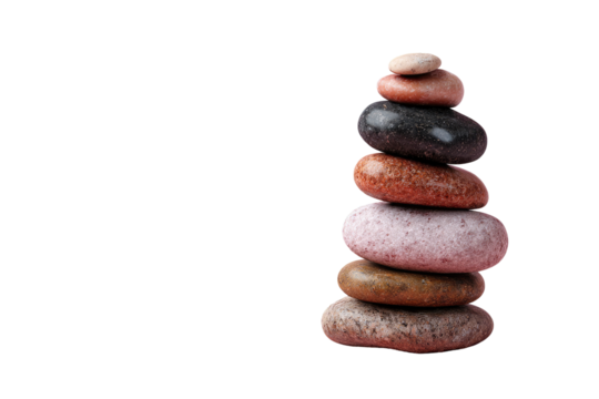 Stacked smooth stones form a balanced pyramid