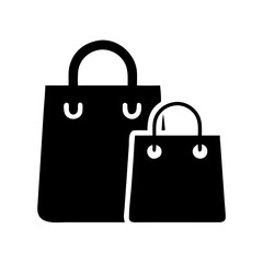 Vector art of two shopping bags, different sizes, representing retail, purchase, and consumerism in a simple design