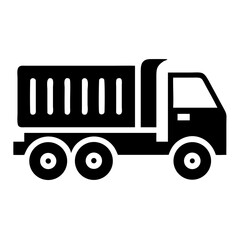 Illustration of a black dump truck for construction and transportation needs